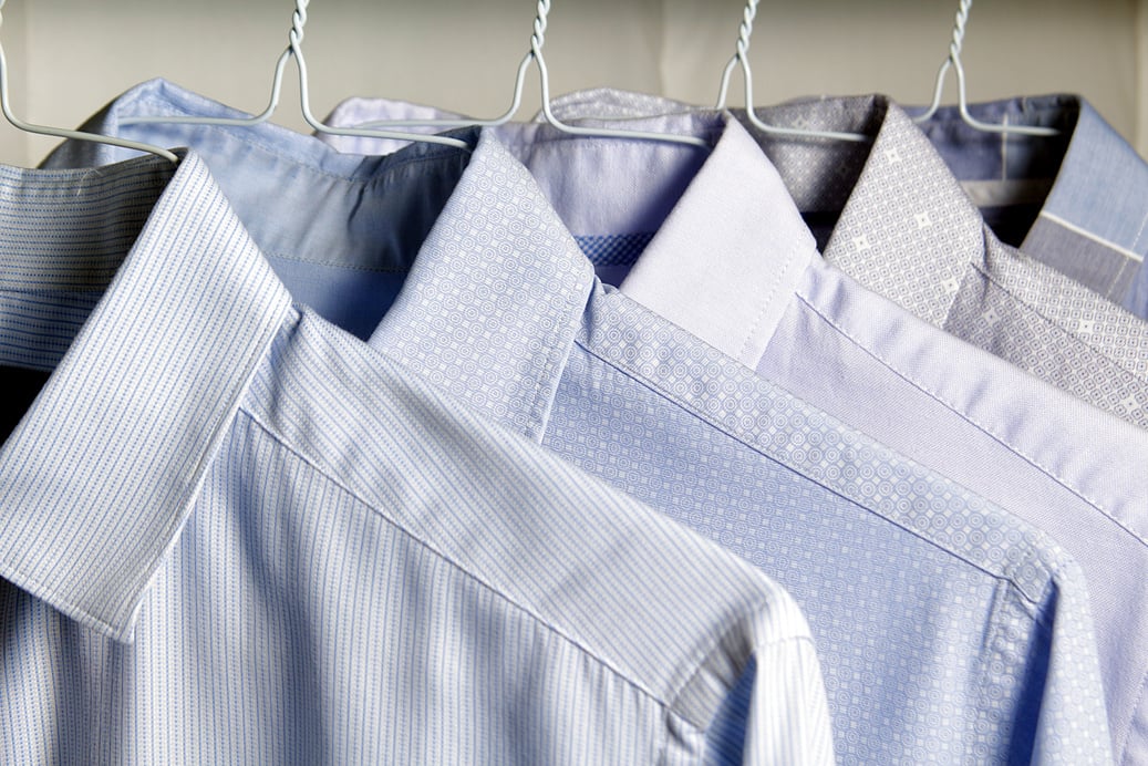 ironed shirts in the dry cleaners